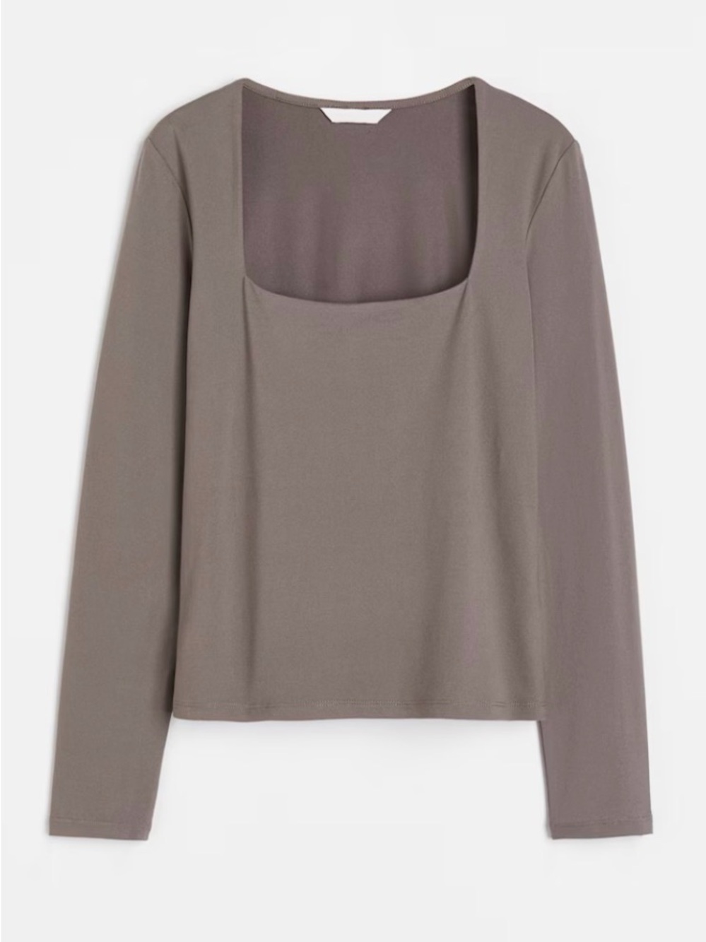 H&M Square-Neck Long Sleeve Top - Taupe